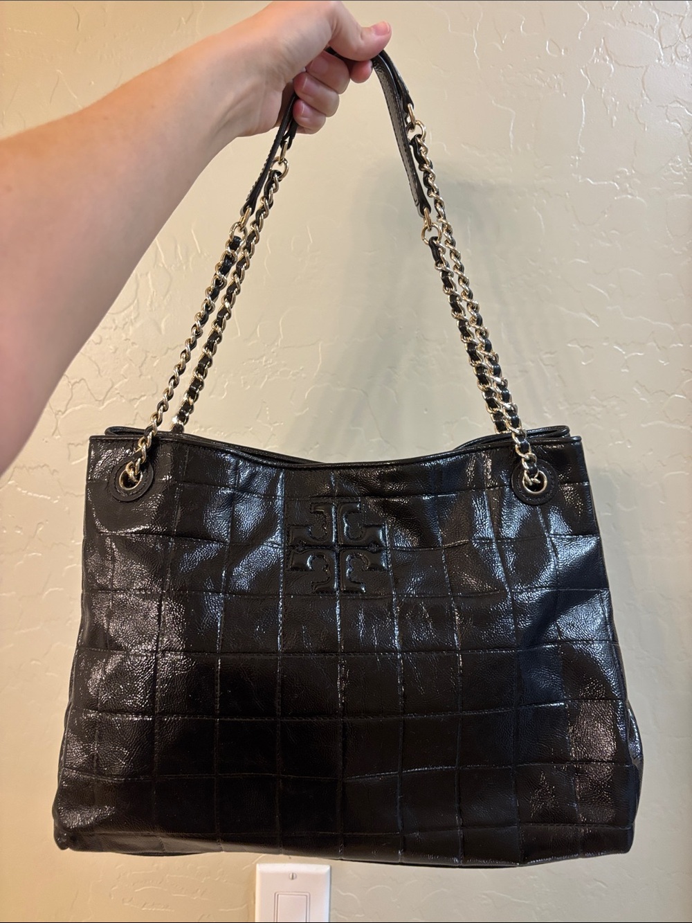 Tory Burch Black Quilted Leather Chain-Handle Shoulder Bag